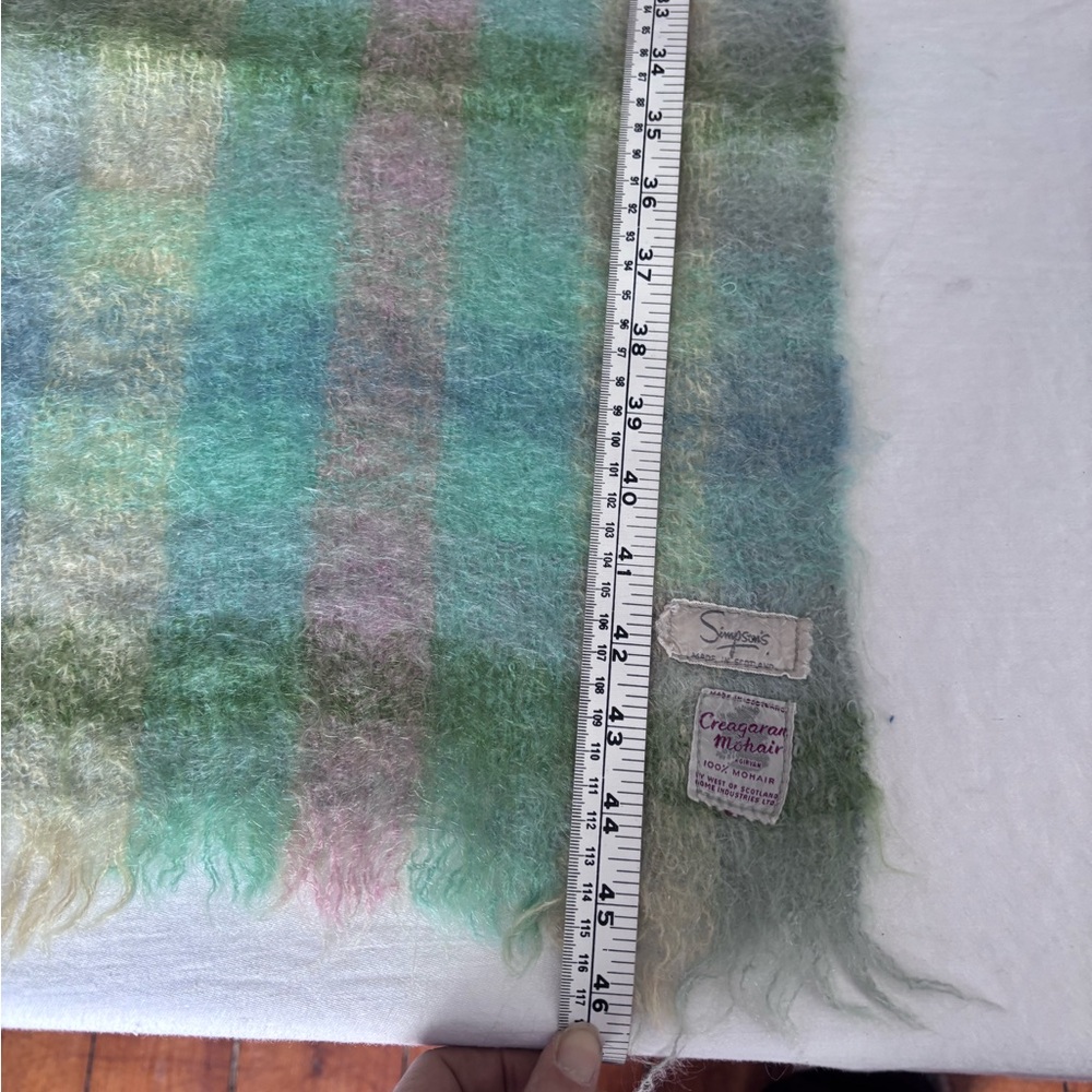 Vintage Simpsons Creagaran Mill 100% Mohair From Scotland Multicolour 46”x11” - Picture 10 of 10